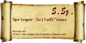 Springer Szilvánusz névjegykártya